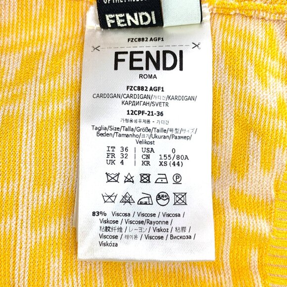 Fendi Yellow logo jacquard all-over print knit cardigan - Picture 7 of 8